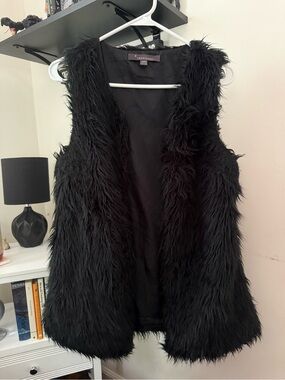 twentyone Black Shaggy Faux Fur Open-Front Vest